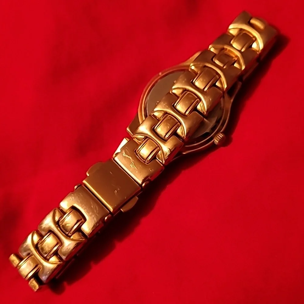 Christian Benet Goldtone Ladies Watch With Blue‎ Face & Crystals Wristwatch
